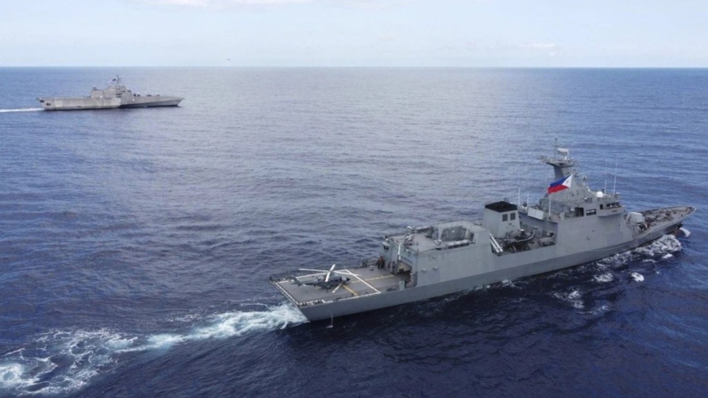 On Sunday, the Philippine Coast Guard deployed two of its vessels in the South China Sea after monitoring an "alarming" increase in the number of Chinese maritime militia vessels at a reef within the country's exclusive economic zone. (image: Twitter)
