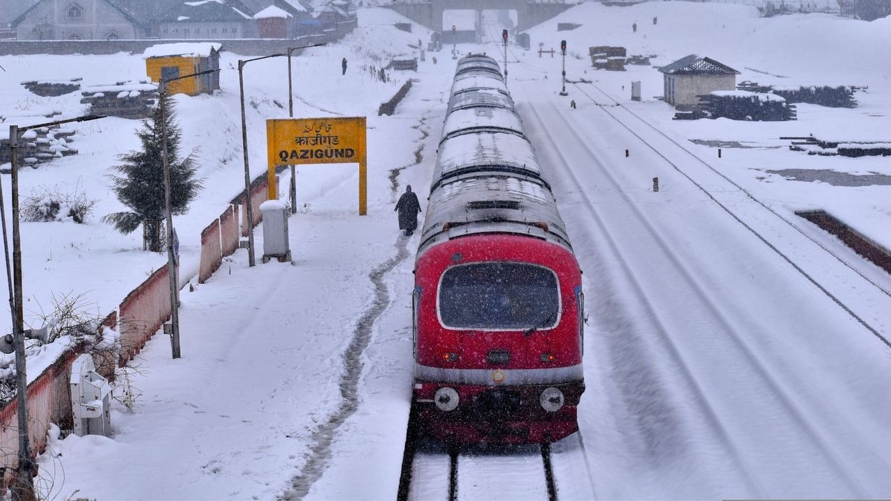 Electric train on the Banihal-Baramulla corridor rail link
