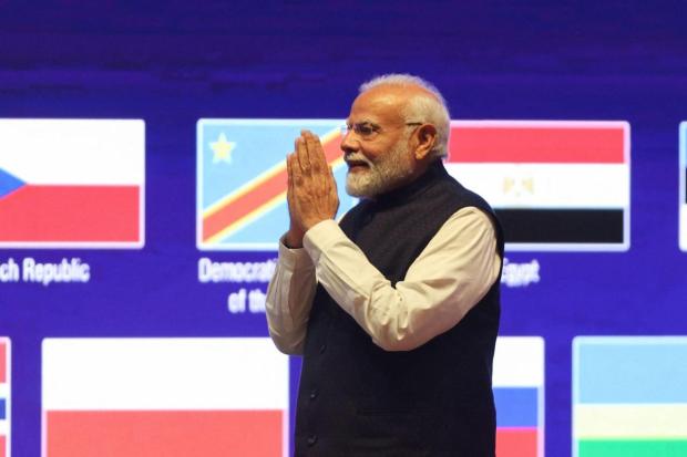 Addressing the gathering, the Prime Minister started by conveying his greeting for 2024. He reiterated the pledge to make India ‘viksit’ by 2047, making the next 25 years ‘Amrit Kaal’ of the country. (Image/PTI)