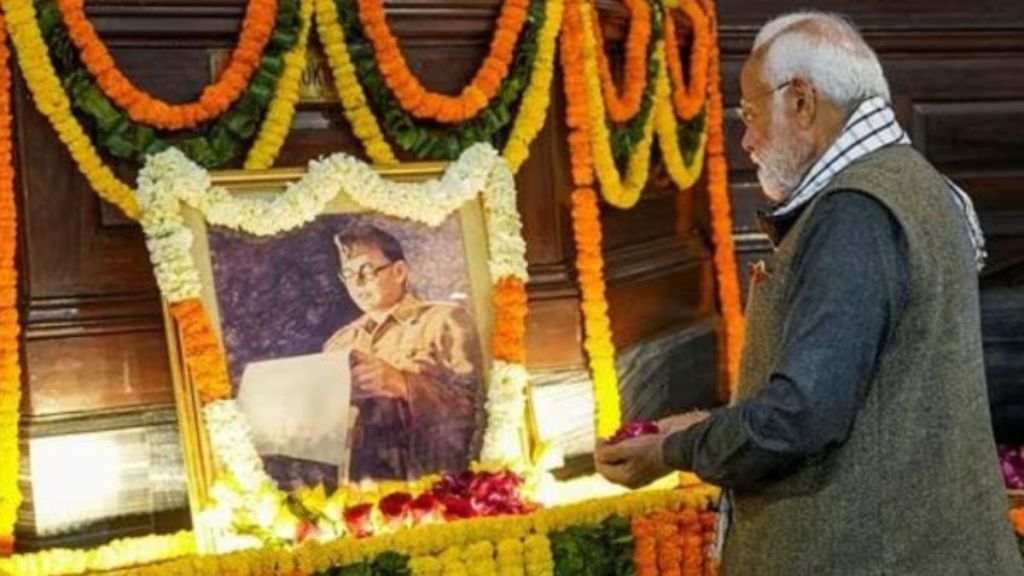Prime Minister Narendra Modi pays tribute to Netaji Subhas Chandra Bose on his birth anniversary (Photo: PTI) Prime Minister Narendra Modi pays tribute to Netaji Subhas Chandra Bose on his birth anniversary (Photo: PTI)