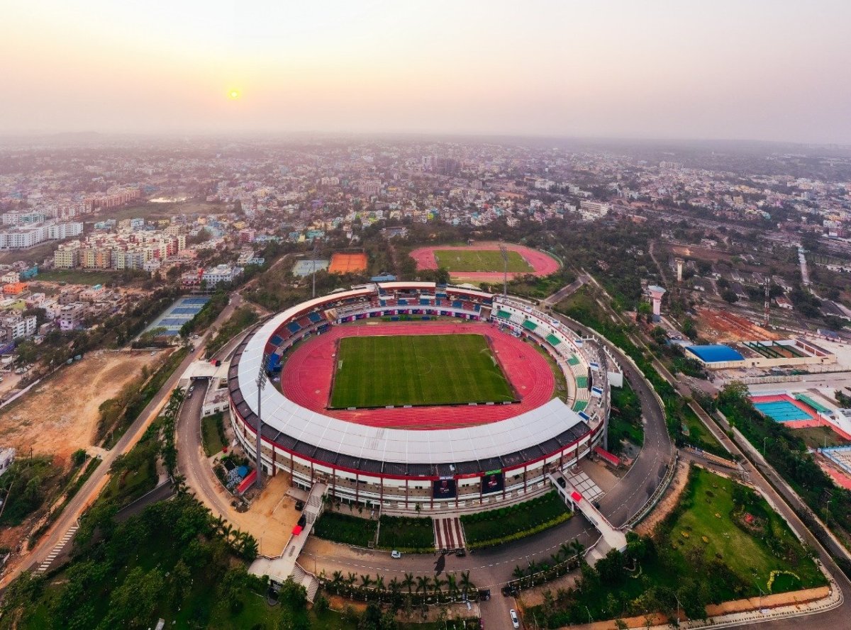 Bird's eye view of Odisha's Kalinga Stadium (Image/@Naveen_Odisha) Bird's eye view of Odisha's Kalinga Stadium (Image/@Naveen_Odisha)