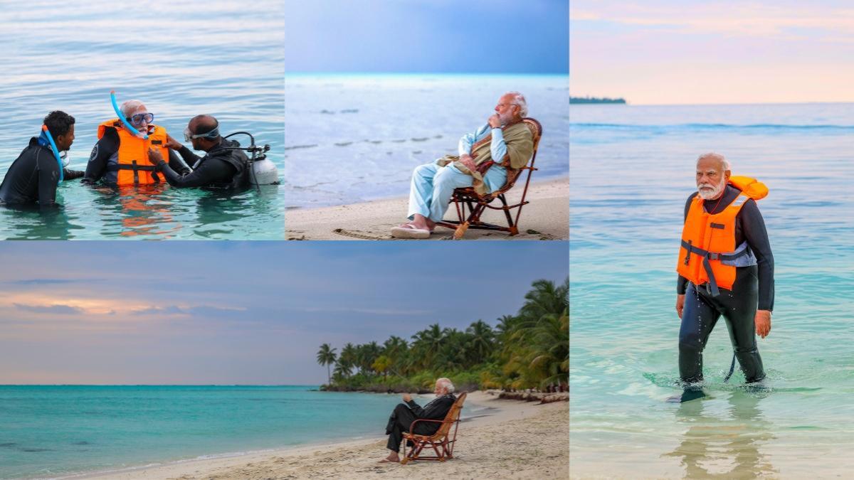 pm modi snorkelling in Laskhadweep, Prime Minister Narendra Modi, modi snorkelling, Laskhadweep islands, Arabian Sea, Kochi-Lakshadweep Islands Submarine Optical Fiber Connection, Agatti, Bangaram, Kavaratti
