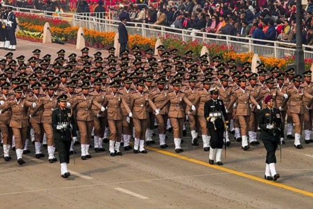 An all-women contingent of the Military Nursing Services also marched on the parade rude. (Image: PTI)