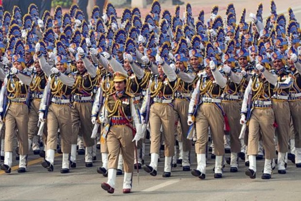 Women personnel in a marching contingent of the Central Reserve Police Force (CRPF). (Image: PTI)