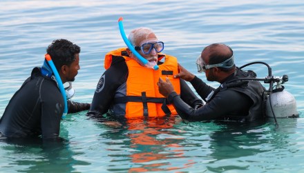 PM Modi shares stunning pictures of snorkelling in Lakshadweep PM Modi shares stunning pictures of snorkelling in Lakshadweep