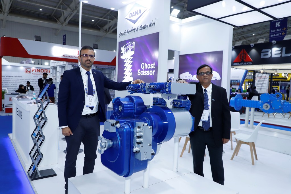Gajanan Gandhe, Country Head and Vice President for Dana India and Sandeep Khullar, Director, India - Off-Highway and Commercial Vehicle, Dana India at the EXCON 2023 showcasing innovative products for the future of electrification.