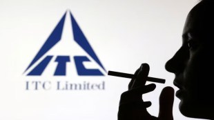 Smoker in front of ITC logo