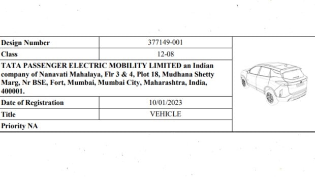 Tata Harrier EV patent application