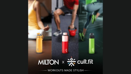 Customers can explore and purchase colored water bottles at cult.fit gyms or through Milton's website, with exclusive discounts available