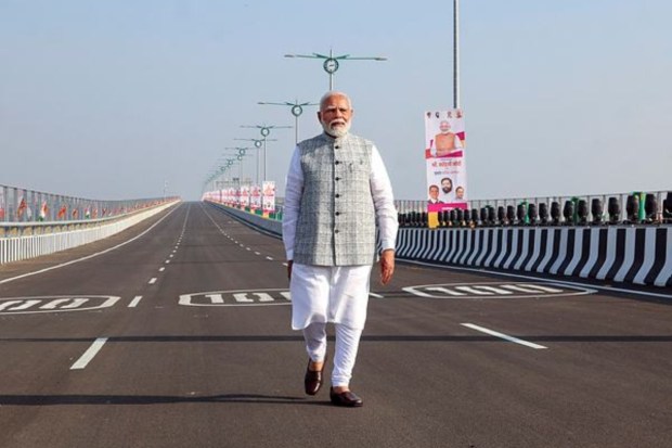 PM Modi at the newly-inaugurated Atal Setu on January 12. (Image: PTI)