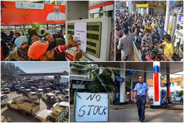 Nearly 2,000 petrol pumps have run out of fuel supplies as the strike by some truckers' associations entered the second day, on Tuesday.While state-owned oil companies had topped up tanks at most petrol pumps across India in anticipation of the truckers' strike, some petrol pumps ran out of stock due to heavy rush, said industry officials, reported news agency PTI.At several fuel pumps, long queues were witnessed.On Monday, some truck, bus, and tanker operators started a three-day strike against the stringent jail and fine regulations under the new criminal law Bharatiya Nyay Sanhita (BNS) for hit-and-run cases.So far, the All India Motor Transport Association (the umbrella body of truck operators) has not given a nationwide strike call.
