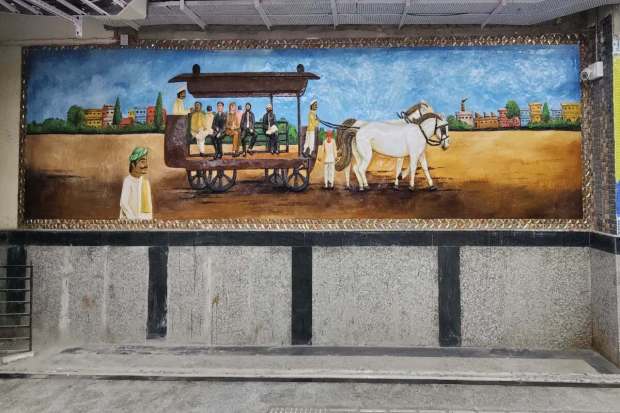  Majerhat metro station is adorned with captivating murals (Image/Kolkata Metro)