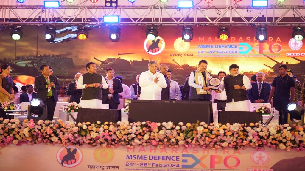 (L to R) Shri. Harshdeep Kamble, Principal Secretary, Industries and Mining_ Shi. Chandrakant Patil, Higher and Technical Education Minister_ Shri. Devendra Gangadharrao Fadnavis, Deputy Chief Minister. (Image: PR Handout)