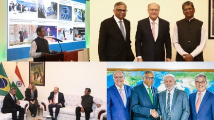 President Luiz Inácio Lula da Silva with Natarajan Chandrasekaran, the chairman of Tata Sons at Brazil's Presidential Palace. (Image: X) President Luiz Inácio Lula da Silva with Natarajan Chandrasekaran, the chairman of Tata Sons at Brazil's Presidential Palace. (Image: X)