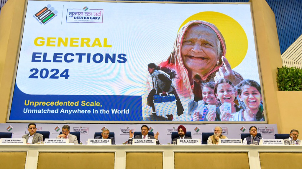 Lok Sabha elections live, Lok Sabha elections 2024, Lok Sabha polls 2024, General Elections 2024, Election Commission of India, Rajiv Kumar, Chief Election Commissioner, BJP, Congress, Trinamool Congress, Narendra Modi, Amit Shah, Rahul Gandhi, Mamta Banerjee, Uttar Pradesh Lok Sabha Elections Live, Lok Sabha Elections full schedule, 2024 Lok Sabha polls dates, Lok Sabha Elections 2024 dates