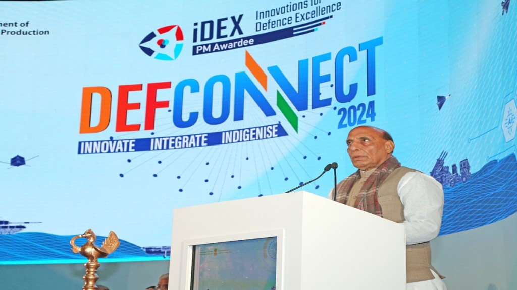 Defence Minister Rajnath Singh at the DefConnect 2024 (Image: Ministry of Defence) Defence Minister Rajnath Singh at the DefConnect 2024 (Image: Ministry of Defence)