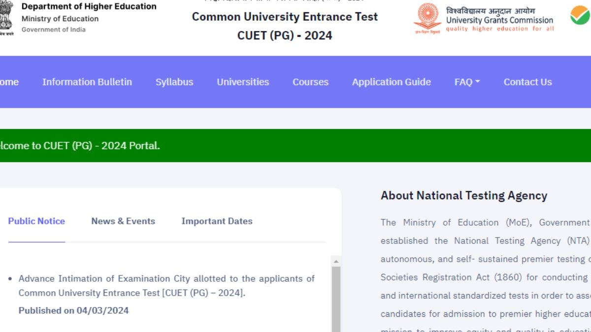 CUET PG Exam City Intimation Slip 2024