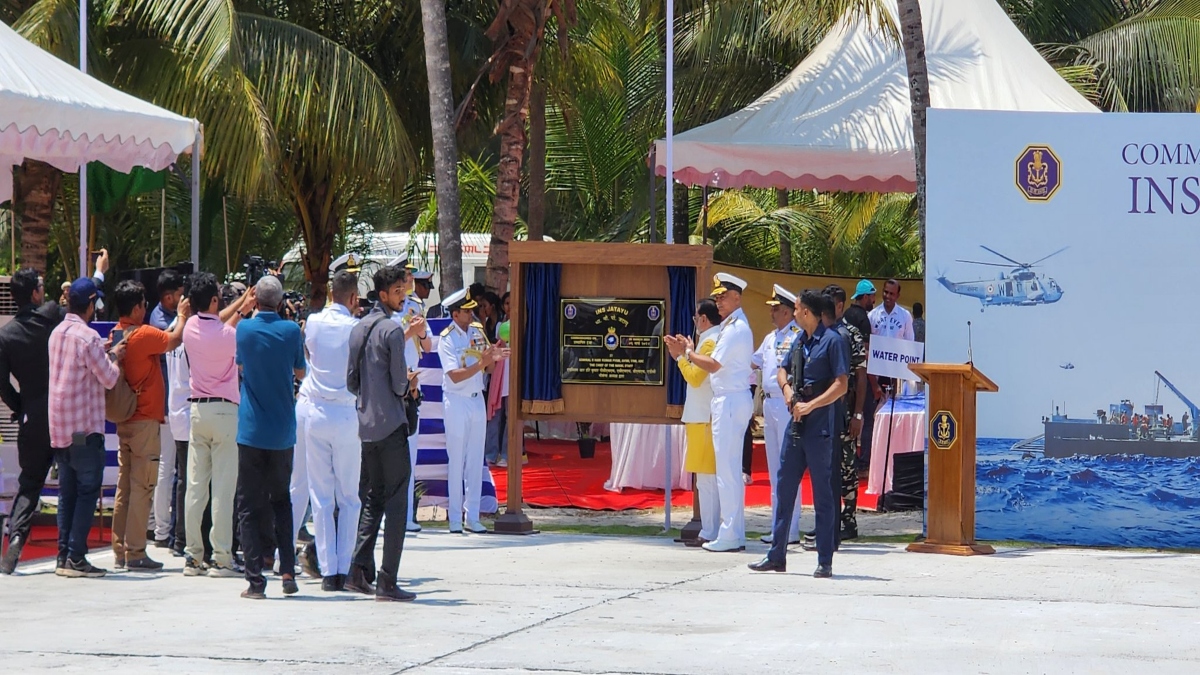 Indian Navy Commissions INS Jatayu at Minicoy, country's second naval base in Lakshadweep. (Image: X) Indian Navy Commissions INS Jatayu at Minicoy, country's second naval base in Lakshadweep. (Image: X)