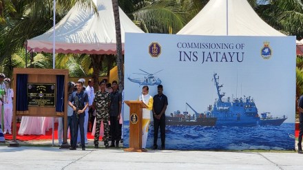 Indian Navy Commissions INS Jatayu at Minicoy, the southernmost island of Lakshadweep. (Image: Indian Navy)