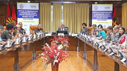 CDS General, Anil Chauhan addresses the concluding session of the 'Impetus to Indigenisation' event, organized under the aegis of the Department of Military Affairs. (Image: X)
