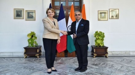 Foreign Secretary of India, Vinay Kwatra with Secretary General of the Ministry for Europe and Foreign Affairs, Anne-Marie Descôtes. (Image: X)
