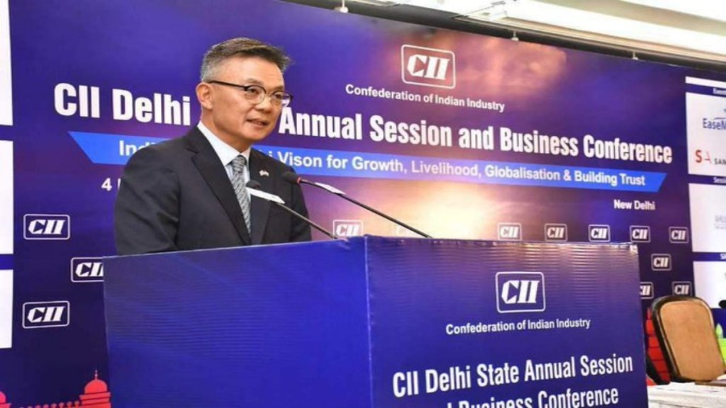 Chang Jae-bok, Korean Ambassador to India, addressing at the inaugural session of the CII Delhi State Annual Session and Business Conference. (Image:X)
