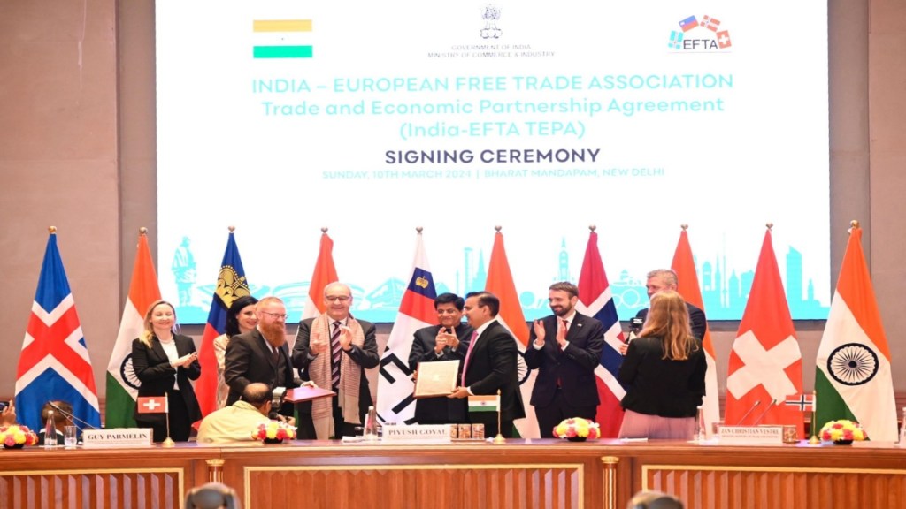 India-EFTA Trade signing ceremony. (Image: X/@PiyushGoyal