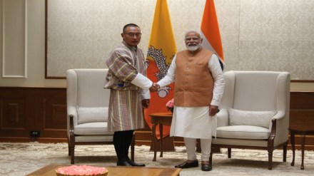 Bhutan PM Dasho Tshering Tobgay with PM Modi during his 5-days visit to India. (Image: X) 