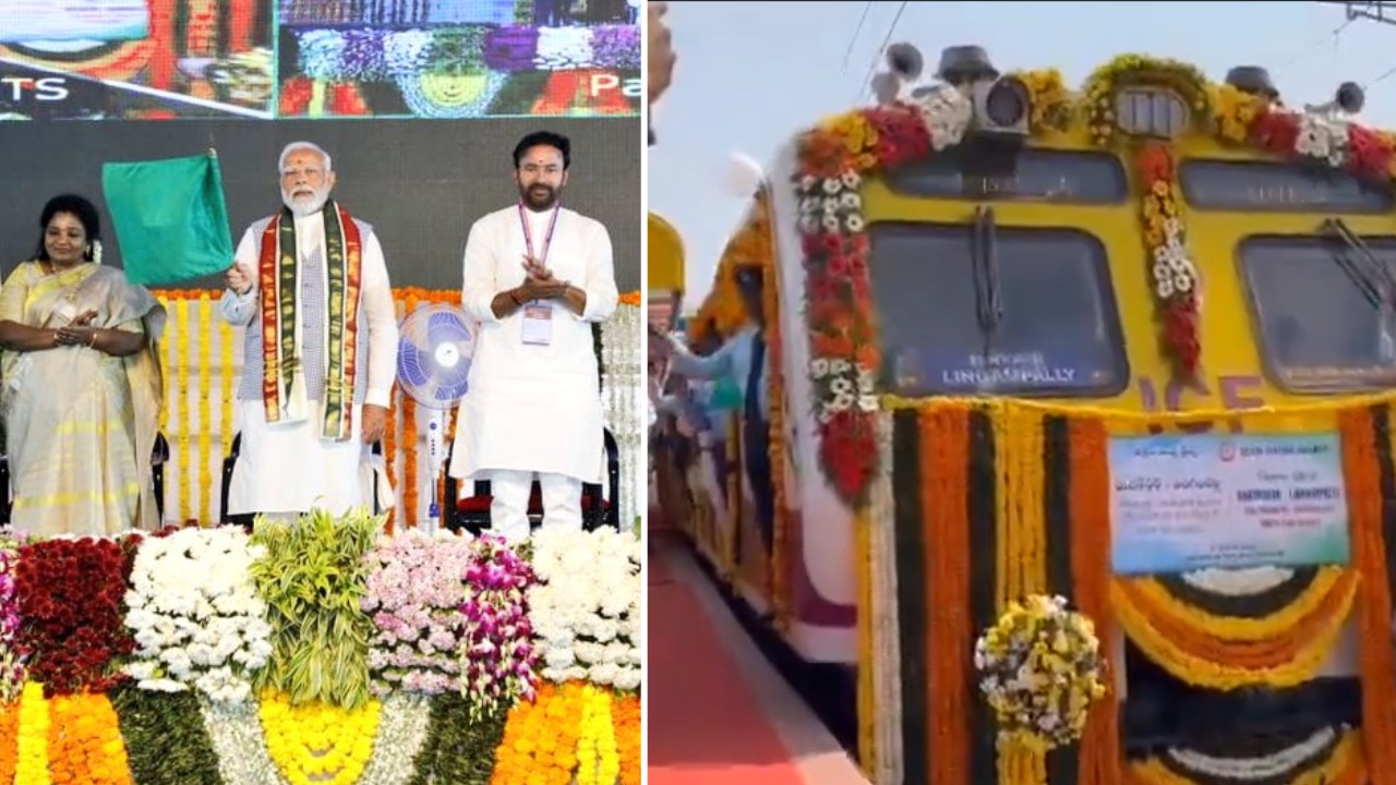 PM Modi flagged off the new MMTS Train Service in Telangana (Image/@SCRailwayIndia)