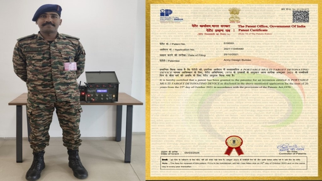 Indian Army Maj Raj 
prasad RS of the Corps of Engineers developed Patent granted Innovation, Portable Multi Target Detonation Device. (Image: X)