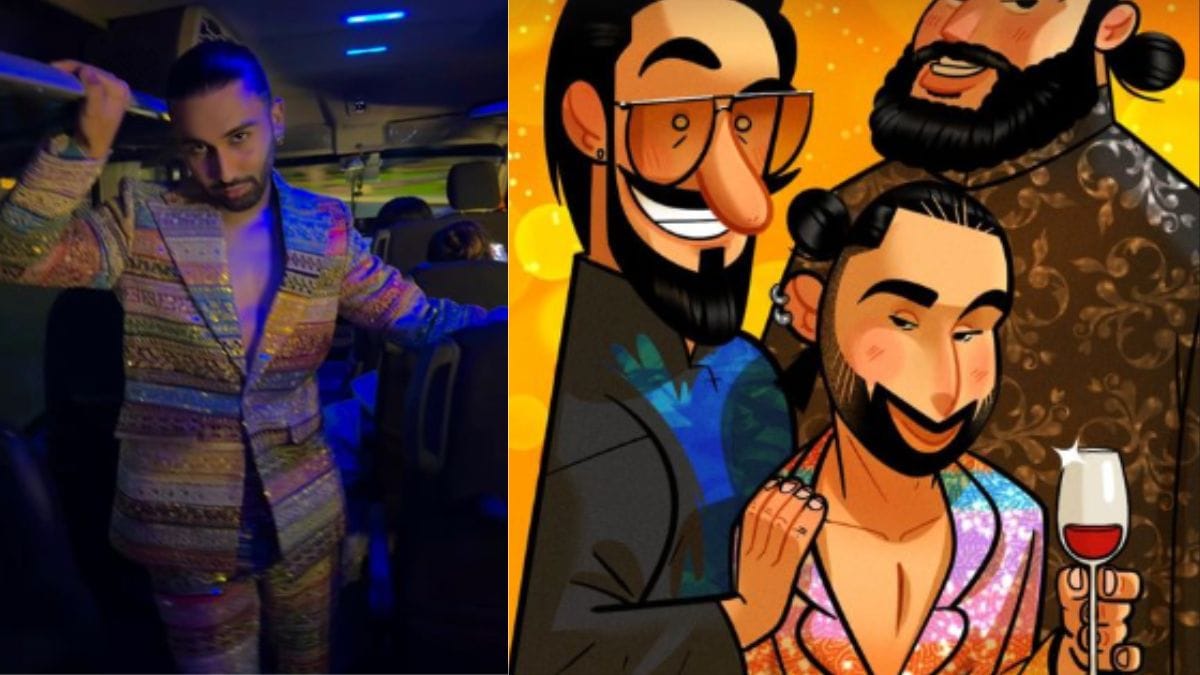 ranveer singh, orry, orry hand pose, orry pose, orry iconic pose, orry in ambani's wedding, pre-wedding celebration, arjun kapoor and orry