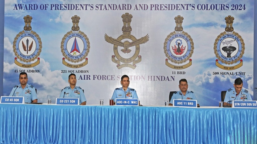 The 'President's Standard' and 'President's Colours’ (emblems and insignia of the President) are awarded to those units of the armed forces which have performed excellent work in the service and security of the country for 25 years. (Image: Indian Air Force)