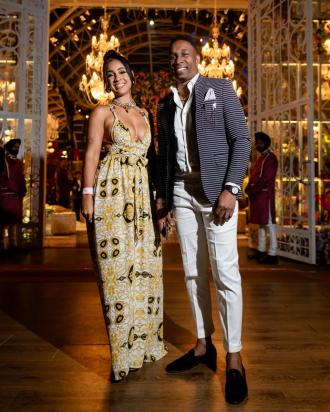Cricketer Dwayne Bravo, along with his wife, was seen posing for photographs at Anant Ambani and Radhika Merchant's pre-wedding celebrations on Day 1. (Photo Credit: PR Handout)