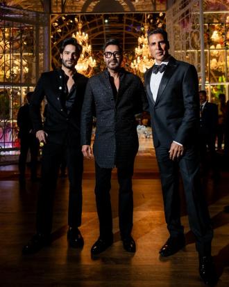 Ajay Devgn poses with Akshay Kumar for a photograph at Anant Ambani and Radhika Merchant's pre-wedding celebrations on Day 1. (Photo Credit: PR Handout)