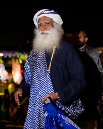 Sadguru at Anant Ambani and Radhika Marchant's pre-wedding bash. Photo Credit: PR Handout)