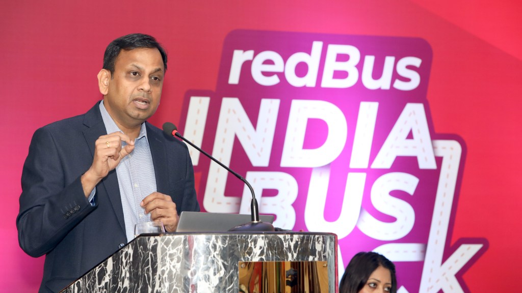 redBus CEO Prakash Sangam at the launch of ' India Bus Track' report in Delhi (Image/FE) redBus CEO Prakash Sangam at the launch of ' India Bus Track' report in Delhi (Image/FE)