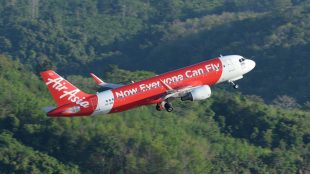 The inaugural flight was greeted with a customary water cannon salute (Image/AirAsia)