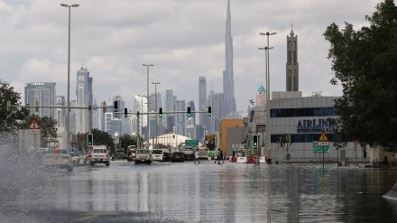 general view of flood water caused by heavy rains
