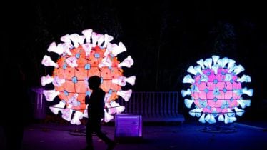 An illuminated coronavirus (COVID-19) mode
