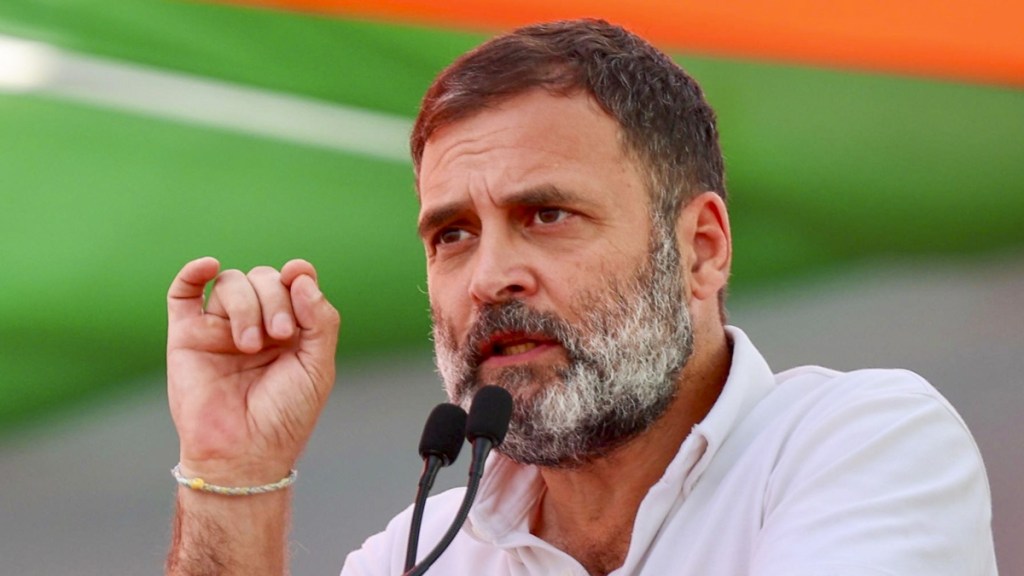 Congress leader Rahul Gandhi addresses a public meeting ahead of the second phase of Lok Sabha elections, in Solapur. (PTI Photo) Congress leader Rahul Gandhi addresses a public meeting ahead of the second phase of Lok Sabha elections, in Solapur. (PTI Photo)