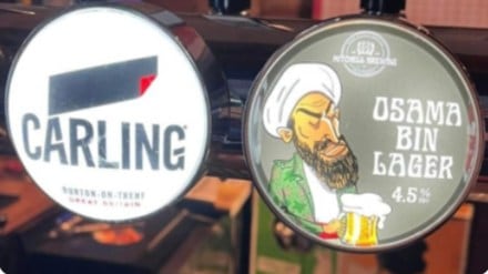 The beer, called Osama Bin Lager, is produced by Mitchell Brewing Co., which also offers Kim Jong Ale and Putin Porter. (Image source: mitchellbrewingco Insta)