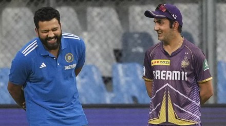 MI vs KKR IPL 2024: Mumbai Indians player Rohit Sharma with Kolkata Knight Riders mentor Gautam Gambhir during a practice session ahead of IPL match between Kolkata Knight Riders and Mumbai Indians at Wankhede Stadium in Mumbai. Photo: PTI