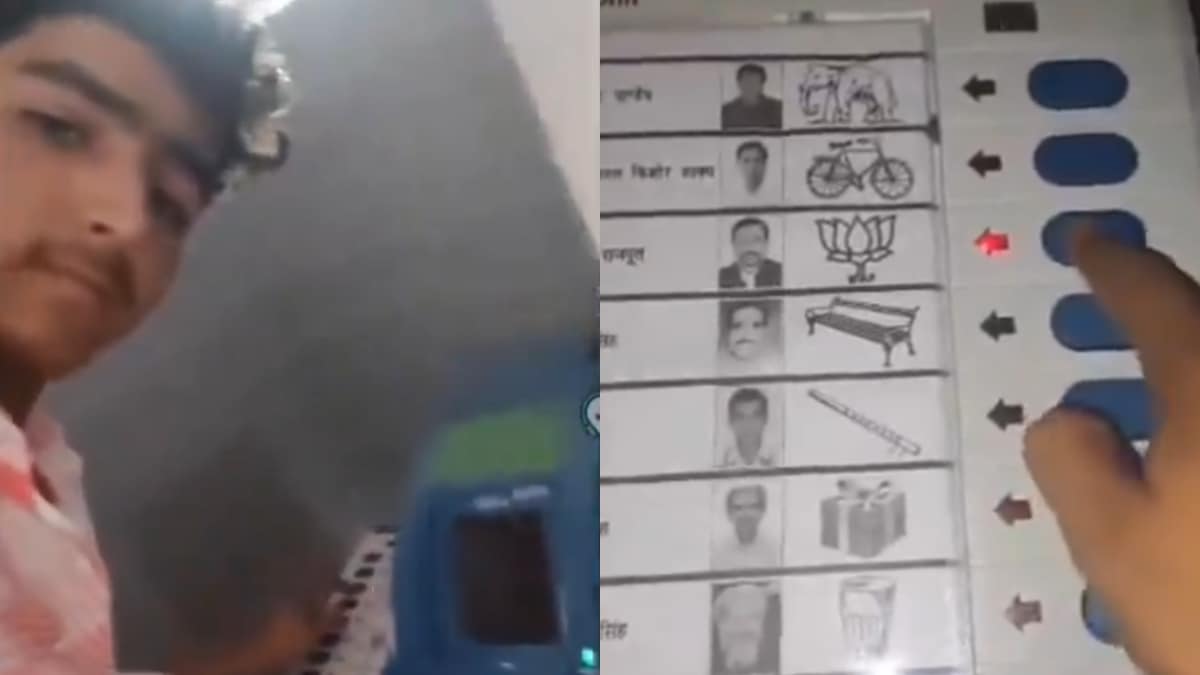 UP: Youth held after video shows him casting vote eight times for BJP in Etah | Video