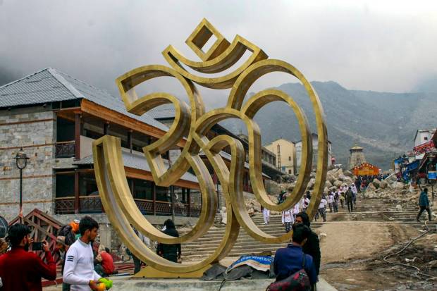Devotees arrive at Kedarnath temple in Rudraprayag district. (PTI Photo)