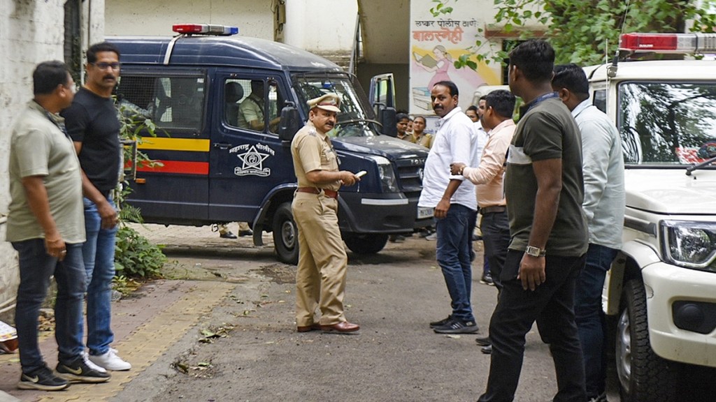 Two doctors of the Sassoon General Hospital being taken into police custody after their arrest for alleged manipulation of blood samples and destruction of evidence in the case of a car accident involving a 17-year-old boy, in Pune, Monday, May 27, 2024. (PTI Photo)
