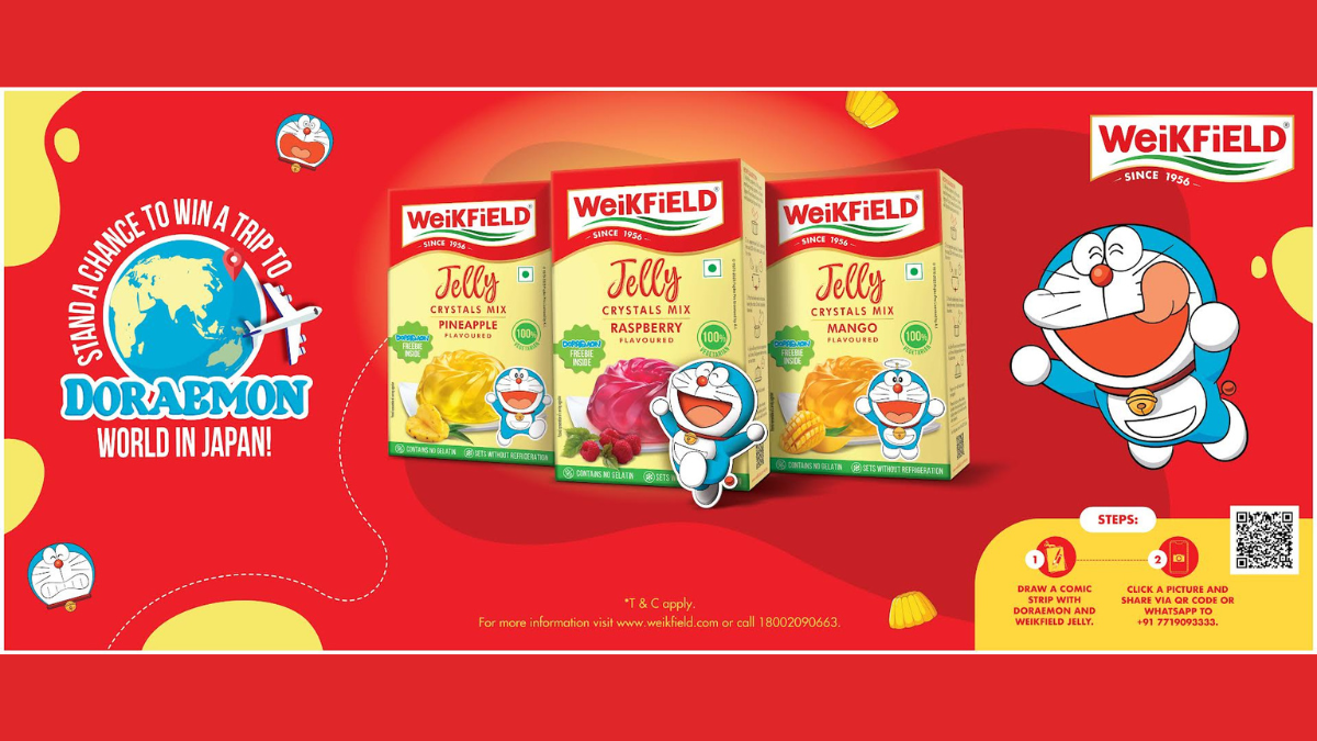 The ‘Weikfield Jelly Hai Doraemon World Japan Jane Ka Ticket’ contest invites children to create stories or comic strips featuring Doraemon and Weikfield’s jelly. The ‘Weikfield Jelly Hai Doraemon World Japan Jane Ka Ticket’ contest invites children to create stories or comic strips featuring Doraemon and Weikfield’s jelly.