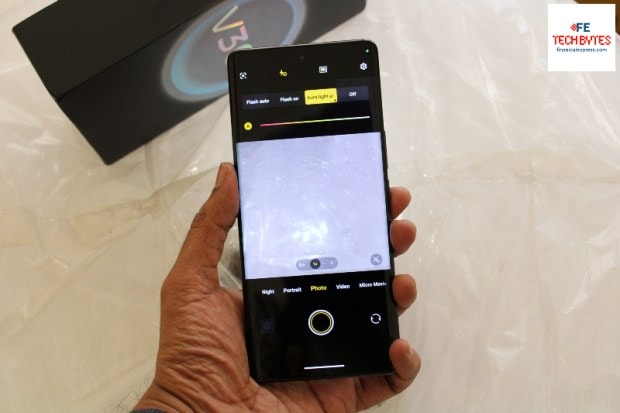 The Vivo V30e has a 50-megapixel main camera and another 8-megapixel ultrawide. (Photo credit: Saurabh Singh/Financial Express)