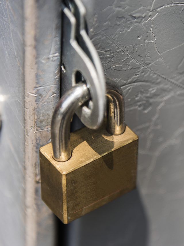 Closeup of a locked padlock