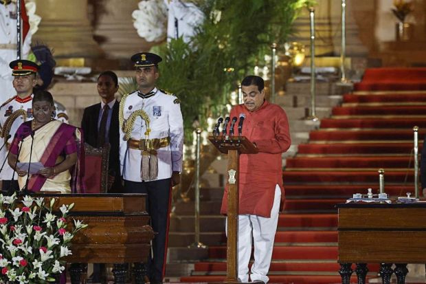 Nitin Gadkari as taking the oath during a swearing-in ceremony at Rashtrapati Bhavan in New Delhi, India, June 9, 2024.(Photo: Reuters)