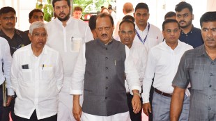 Maharashtra Deputy Chief Minister Ajit Pawar arrives at the Vidhan Bhavan on the first day of the Monsoon session of the state Assembly, in Mumbai, Thursday, June 27, 2024. (PTI Photo)